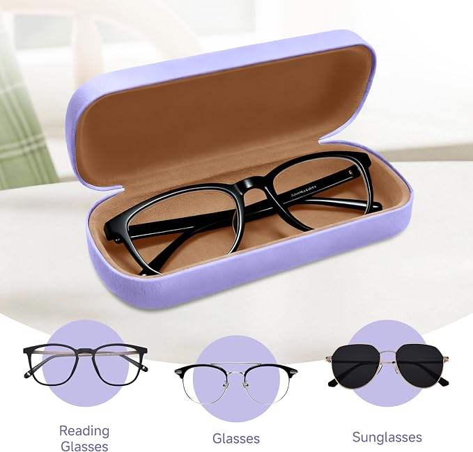 Glasses Case Large Hard Shell, PU Leather Protection for Eyeglasses Case
