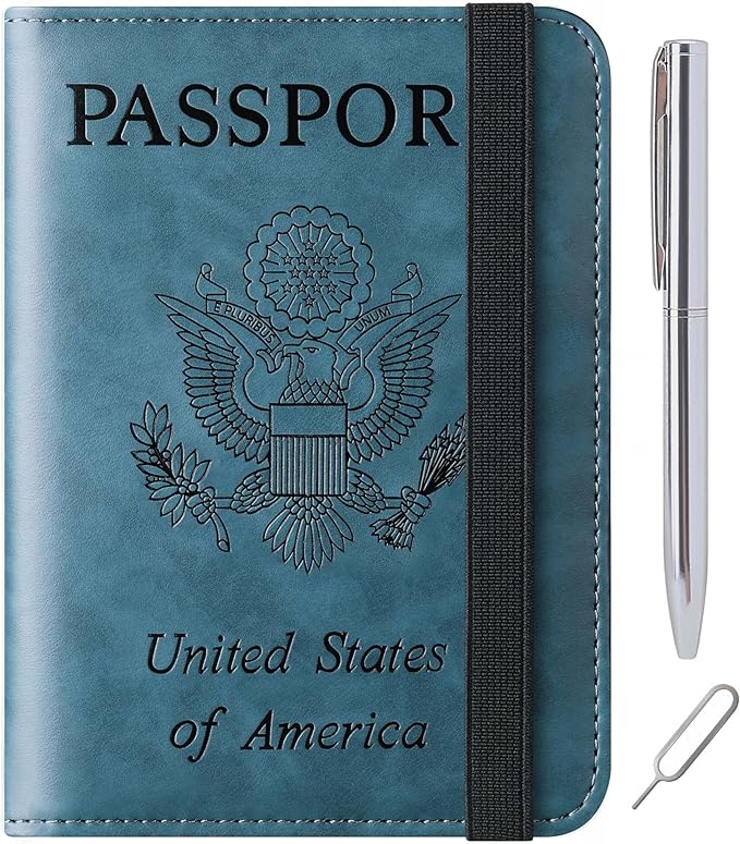 LOHASLIFE Passport Holder for Travel Essentials, Passport Cover Wallet | Leather Rfid Blocking Card Case, Travel Accessories, Vacation Luggage Must Haves, for Men Women