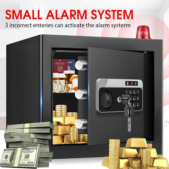 1.8 Cuft Safe Box Fireproof Waterproof, Small Safe for Home Use Fire and Water Proof with Combination Lock, Alarm System and Removable Shelf, Digital Anti-Theft Fireproof Safe For Home Document