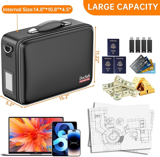 DocSafe Fireproof Document Box Set with Lock and Wheel