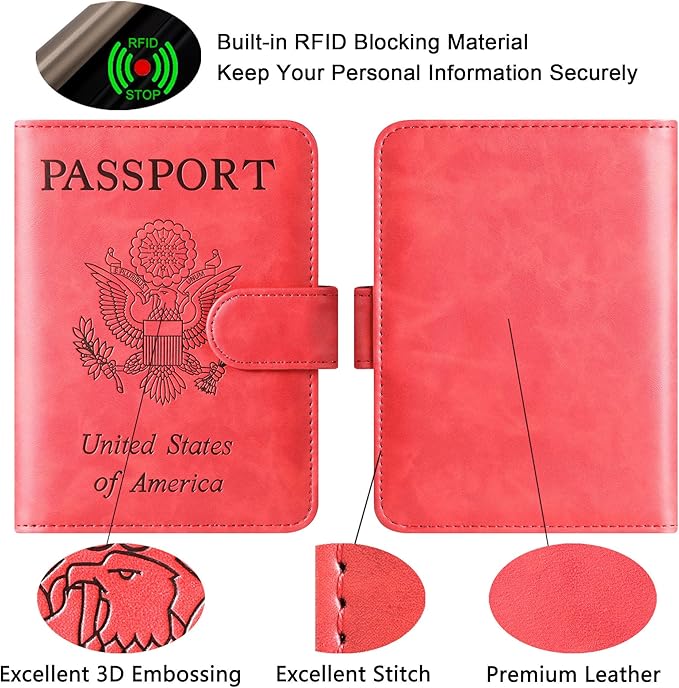 LOHASLIFE Passport Holder for Travel Essentials, Passport Cover Wallet | Leather Rfid Blocking Card Case, Travel Accessories, Vacation Luggage Must Haves, for Men Women