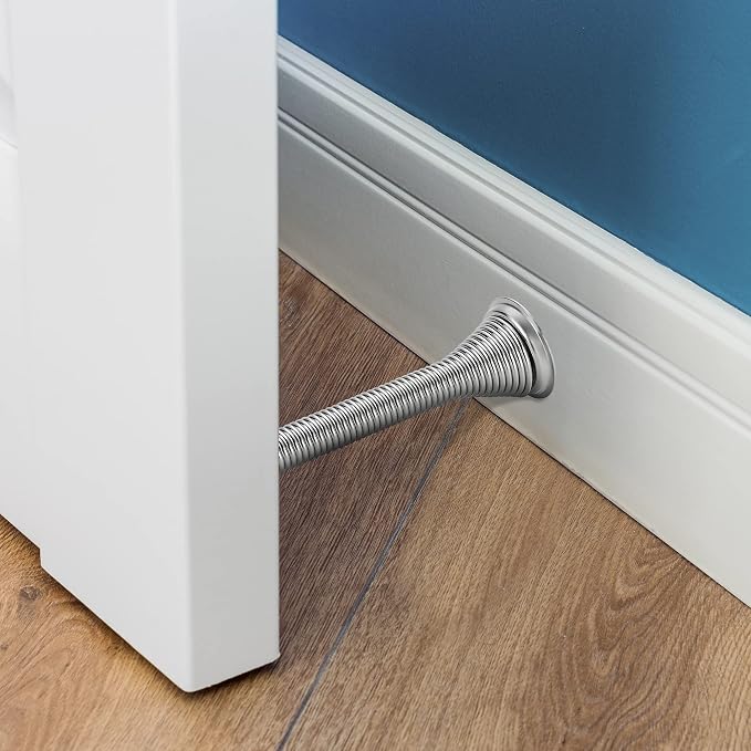 Ravinte Door Stoppers, 6 Pack Spring Door Stops with Rubber Bumper, Satin Nickel Door Stoppers for Bottom of Door