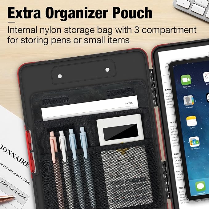 Sooez Toughest Clipboard with Storage, Internal Pen Pouch Included, Letter/ A4 Size, Shockproof Heavy Duty Plastic Clip Boards 8.5x11”, High Capacity Clipboards Box Case for Contractor Trucker Driver