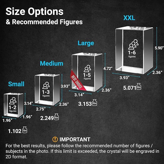 ArtPix 3D Premium Crystal Photo, Personalized Gifts for Women, Wife, Mom, Her, Him, Men, Great Customized Gift With Your Own Photo - Anniversary, Wedding, Birthday - Custom Glass 3D Laser Etched Picture Frame
