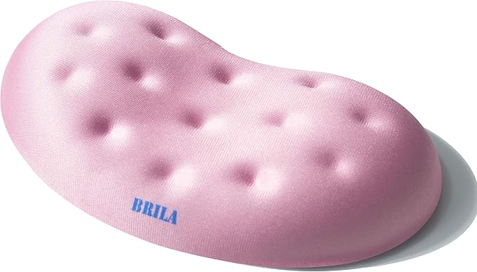 BRILA Ergonomic Memory Foam Mouse Wrist Rest Support Pad Cushion for Computer, Laptop, Office Work, PC Gaming - Massage Holes Design - Wrist Pain Relief (Pink Mouse Wrist Rest)
