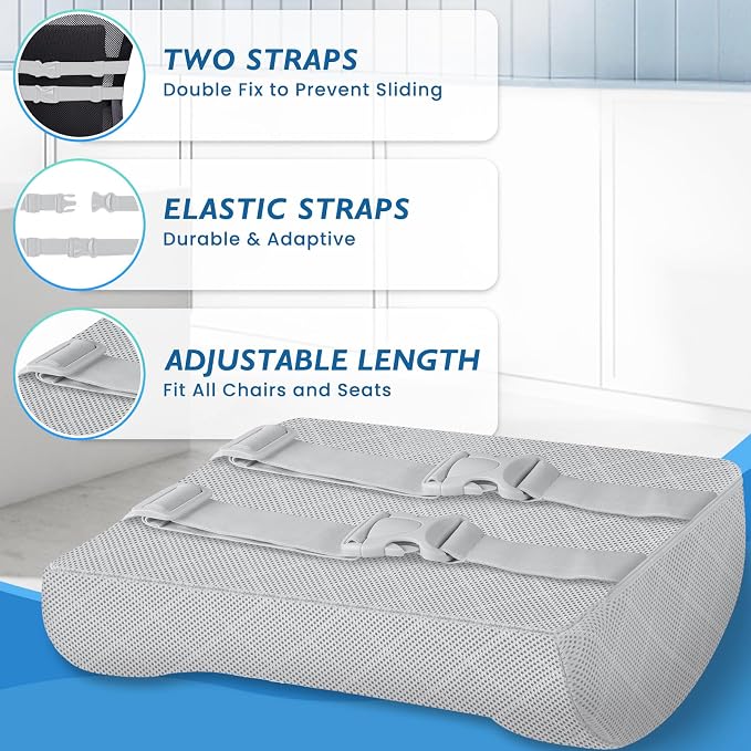 Lumbar Support Pillow for Office Chair, Back Support, Memory Foam | Improve Sitting Posture & Back Pain Relief. Lumbar Pillow Fits Office, Gaming & Car Chairs with Adjustable Dual Straps
