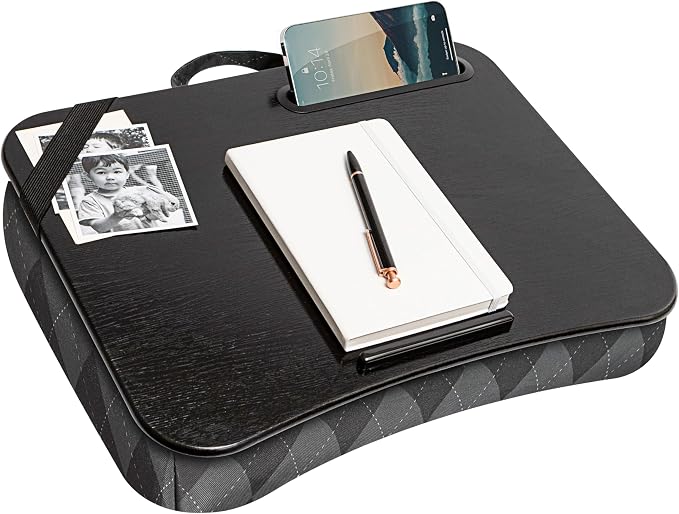 LAPGEAR Designer Lap Desk – Gray Argyle, Fits 15.6” Laptops