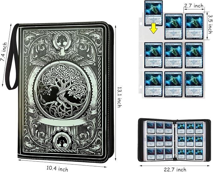 9 Pocket Card Binder,Trading Card Binder Premium 720 Double PU Card Collection Binder with Sleeves,Card Folder for MTG, TCG, Sports Cards（Black）