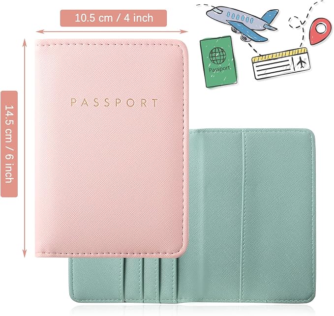 2 Pcs Passport Cover Holder for Travel Waterproof Leather Passport Wallet Case Book Travel Cruise Essentials for Women Men | 2 Pieces