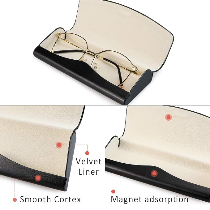 LifeArt Eyeglass Case Hard Shell, Portable Sunglass Case, Fashionable PU Leather Eyeglass Case, Lightweight