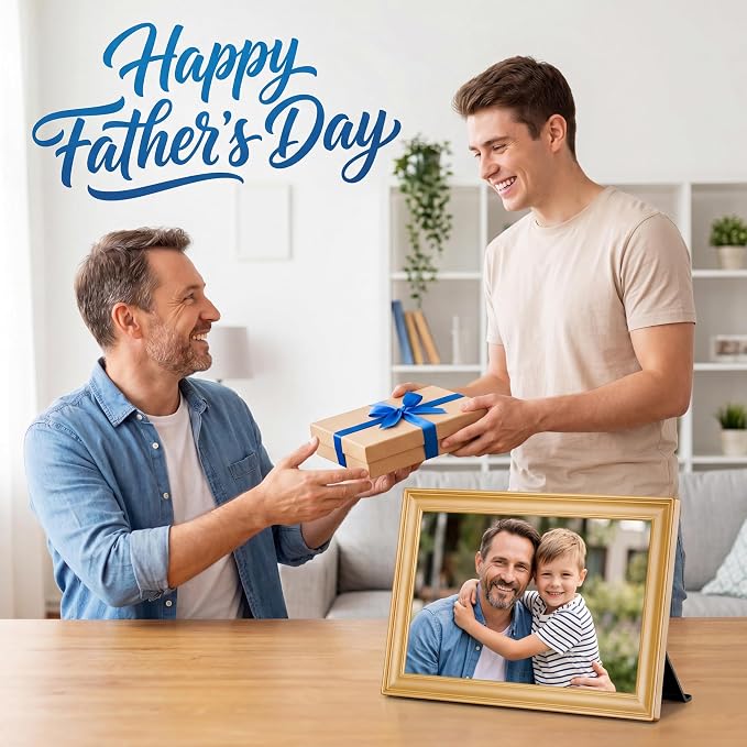 Frameo 10.1 Inch WiFi Digital Picture Frame, 1280x800 HD IPS Touch Screen Photo Frame Electronic, 32GB Storage, Auto-Rotate, Wall Mounted, Share Photos/Videos Instantly from Anywhere - Gold