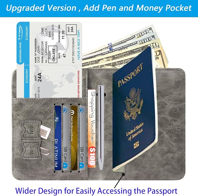 Passport Holder, Travel Essentials, Passport Cover, RFID Travel Wallet | Passport Wallet, Travel Accessories, RFID Blocking, Synthetic Leather Card Case, International Must Haves, For Women Men