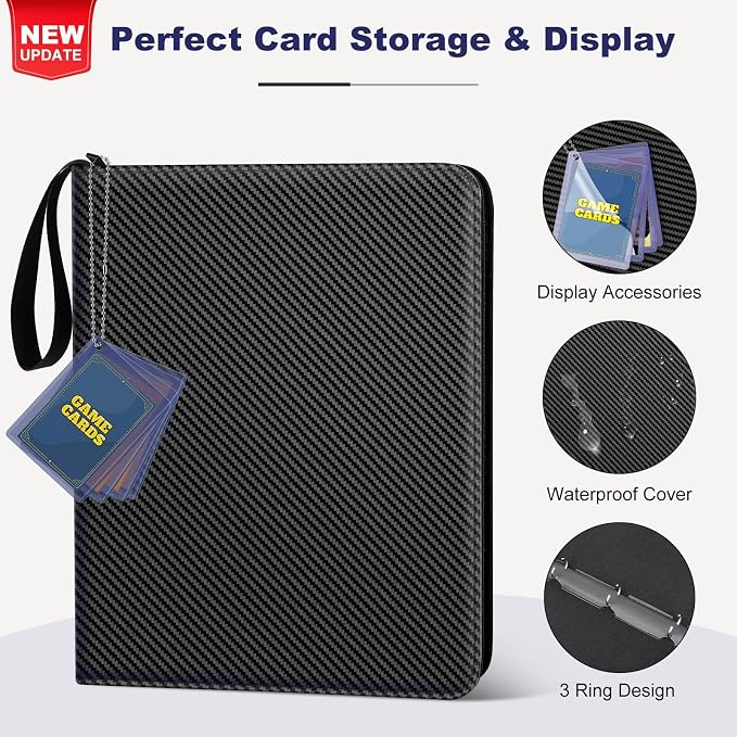 Mlikero Card Binder 9 Pocket, Trading Card Binder with Card Display Design, 720 Double Sided Pocket PU Collection Binder, Card Albums for MTG, TCG, and Sports Cards