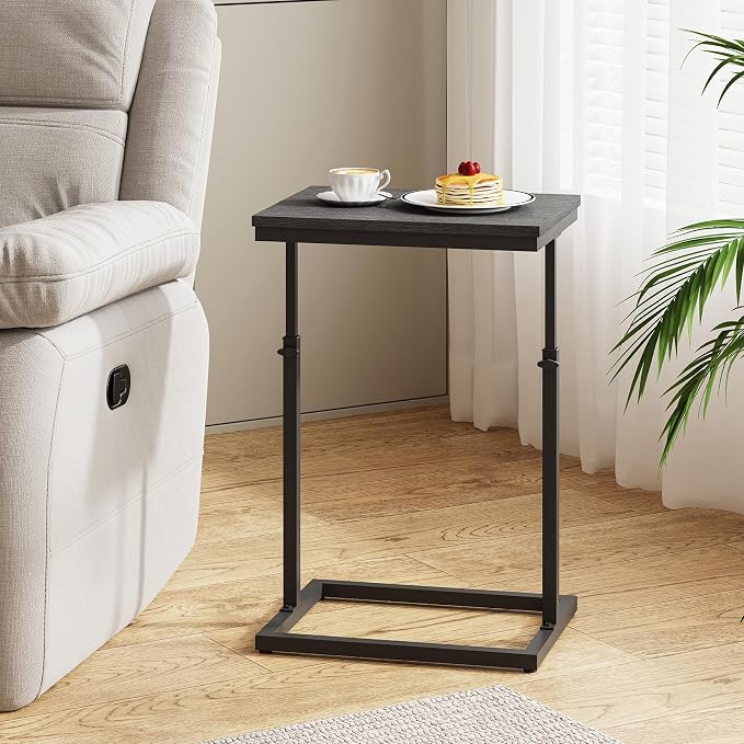 TUTOTAK End Table, Side Table, Tall Couch Table, Sofa Table | for Living Room, Bedroom, Black TB01BK083P