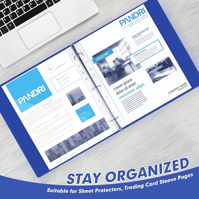 3 Ring Binder 1 Inch, PANDRI 6 Pack 1-Inch Binder Fits Letter Size 8.5'' x 11'' Paper, Versatile Binders for Office Home School, 2 Pockets, Assorted 6 Color