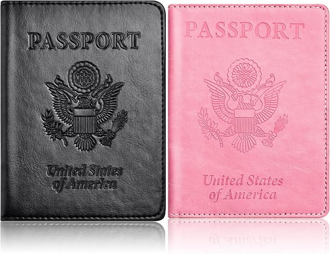 Eoehro Passport Holder for Travel Essentials-2Pack, Passport Wallet Cover Case for Travel Must Haves Accessories,Passport Book Holders for Women and Men