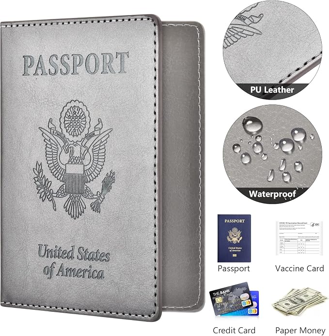 Eoehro Passport Holder for Travel Essentials-2Pack, Passport Wallet Cover Case for Travel Must Haves Accessories,Passport Book Holders for Women and Men