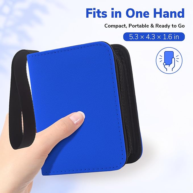 1 Pocket Card Binder with Zipper, 100 Pockets Mini Trading Card Album, Premium PU Leather Single Card Binder, Small Display Folder for TCG & Sports Cards