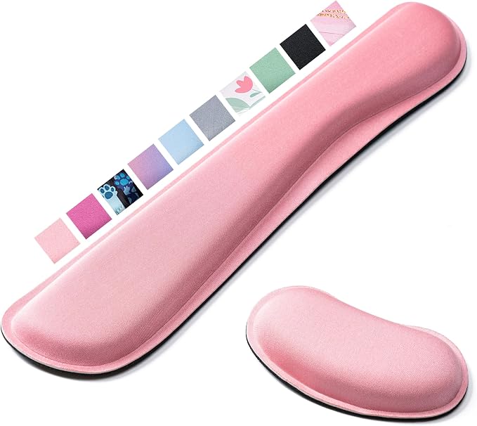 Hoewina Keyboard Wrist Rest,Ergonomic Wrist Support for Keyboard,Pink | Computer Wrist Rest,Superfine Fabric and Gel Memory Foam Wrist Pad,Easy Typing&Pain Relief,Suitable for Office,Family