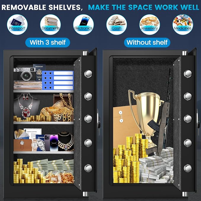 [2026 Upgraded] 35 Mins Heavy Duty Fireproof Safe, 7.5 Cuft Home Safe | Fire Proof Safe with Digital Keypad Keys, Smart Alert, Mute Mode, Security Safes for Home Office Documents