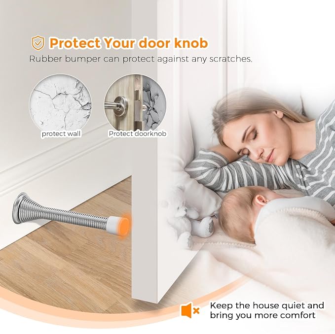 Ravinte Door Stoppers, 36 Pack Satin Nickel Spring Door Stops with Rubber Bumper, Door Stoppers for Bottom of Door