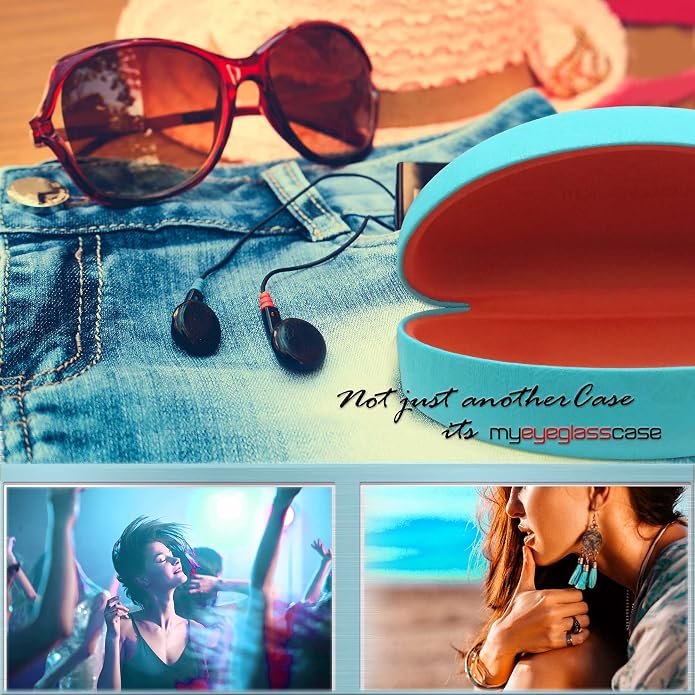 MyEyeglassCase - Large Sunglasses Case - Glasses Holder with Pouch & Cloth - Eyeglass Hard shell Medium - Extra Large frames