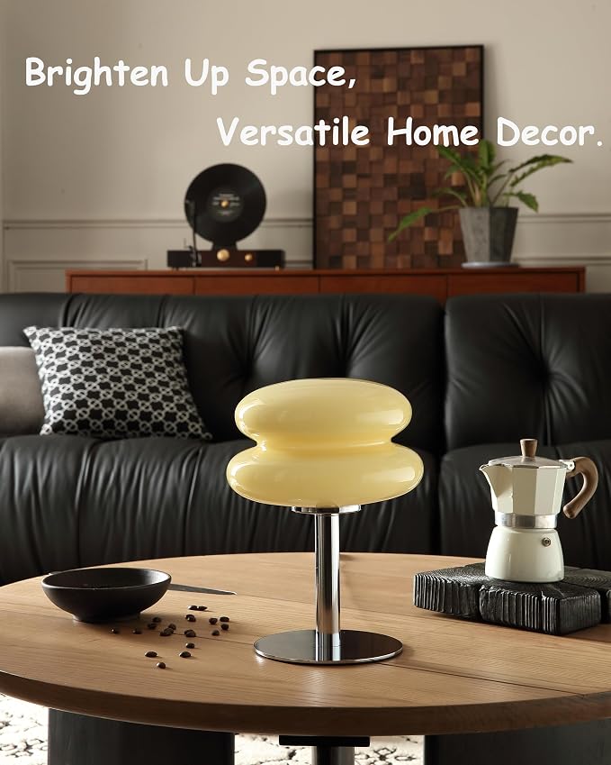 Glivpny Mushroom Table Lamp, Mid Century Modern Decor Lamp(Cream) | Cool Desk Lamps for Bedroom,Vintage Dimmable Bedside Small Cute Lamps, House Warming Gifts New Home Decor