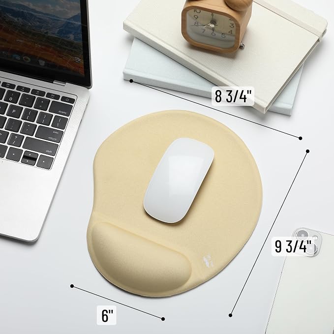 Mr. Pen- Ergonomic Mouse Pad with Wrist Rest | Yellow Breathable Fabric with Memory Foam Cushion, Non-Slip Rubber Base, Gel Mouse Pad with Wrist Support