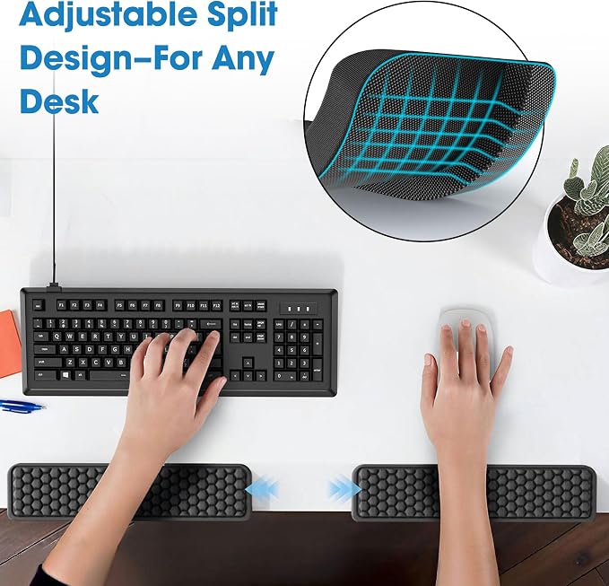 MEKASS L-Shaped Desk Elbow Pad for Desk, Memory Foam Elbow Support Padding with Non-Slip, Ergonomic Desk Edge Cushion, Wrist Comfort Support for Office Home 2 Pcs (Hexagon Black)