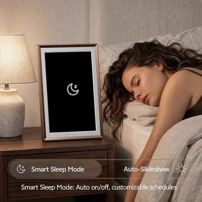 ARZOPA 2K Digital Picture Frame 14 Inch Free Cloud Storage No Subscription QHD Anti-Glare Touchscreen Metal Frame Load Photos Videos from Phone Ideal for Gifting - D14Pro Mocha Brown