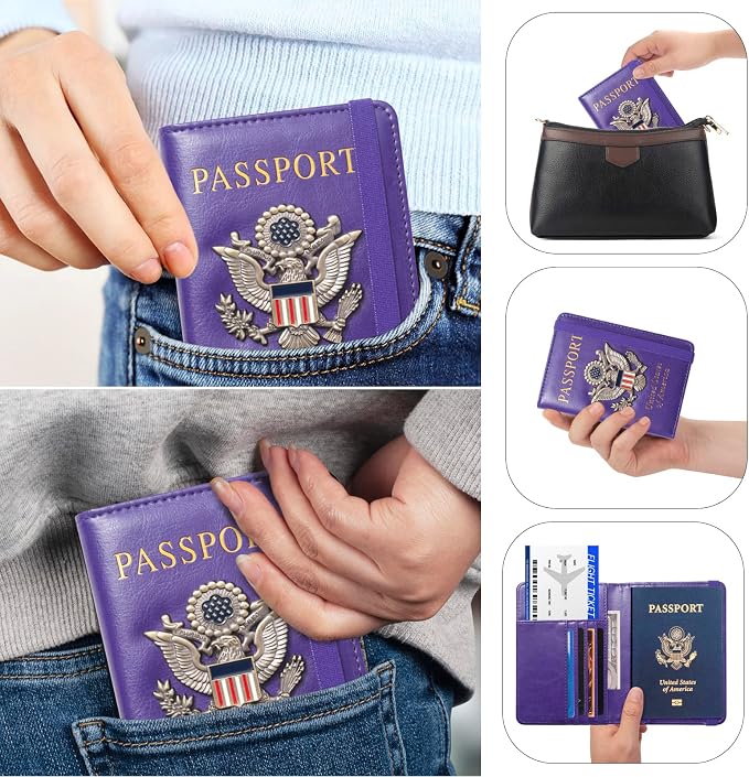 Premium Passport Holder for Travel RFID Blocking Passport Cover Slim | Passport Cover for Women Men Leather US Passport Wallet Case for Travel Passport Book Cover Travel Document Organizer Carrier