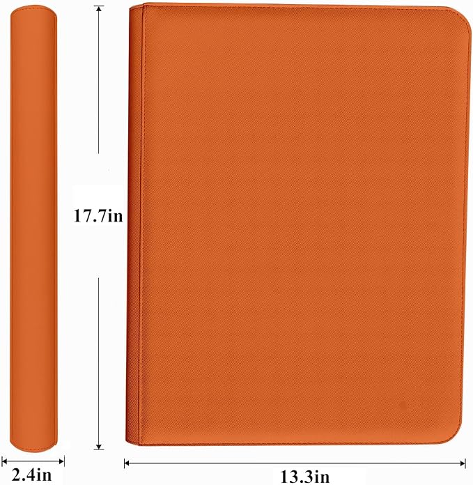 Trading Card Binder 16 Pocket, 1664 Pockets Ringless PU Cover Card Collection Binder, Double Sided Card Binder Collector Album, Card Folder for MTG, TCG, Sports Cards, Game Card (Orange, 16Pockets)