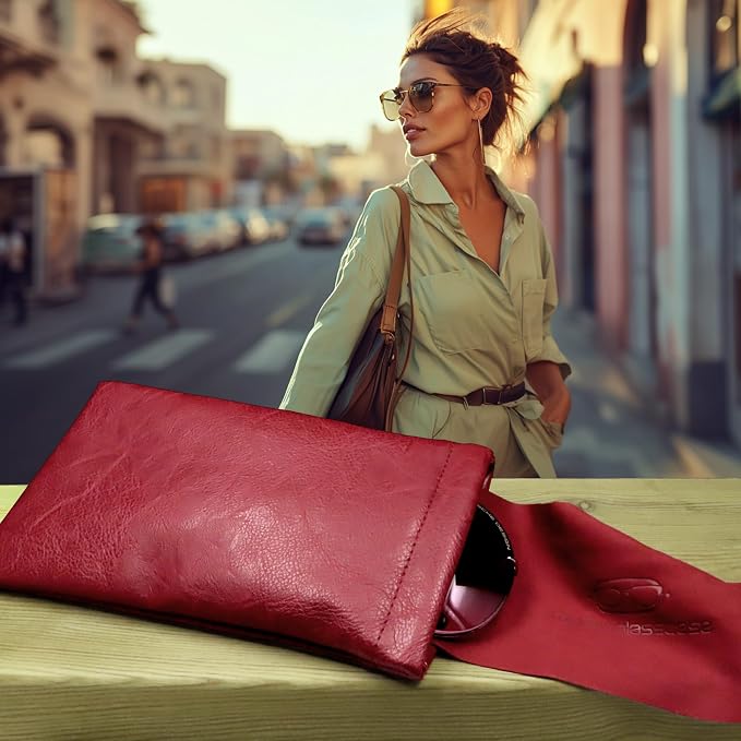 Soft Sunglasses case | Large Glasses Case Holder - Eyeglass Pouch Squeeze Top | Glasses pouch Lightweight Extra Layers