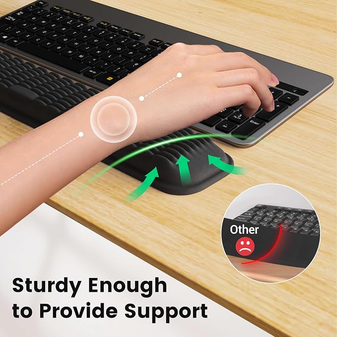 Mekass TKL Keyboard Wrist Rest, Super Soft Memory Foam Ergonomic Computer Wrist Support Pad, Comfortable Desk Wrist Cushion, Laptop Keyboard Arm Hand Rest for Wrists Pain Office Gaming Typing (Black)