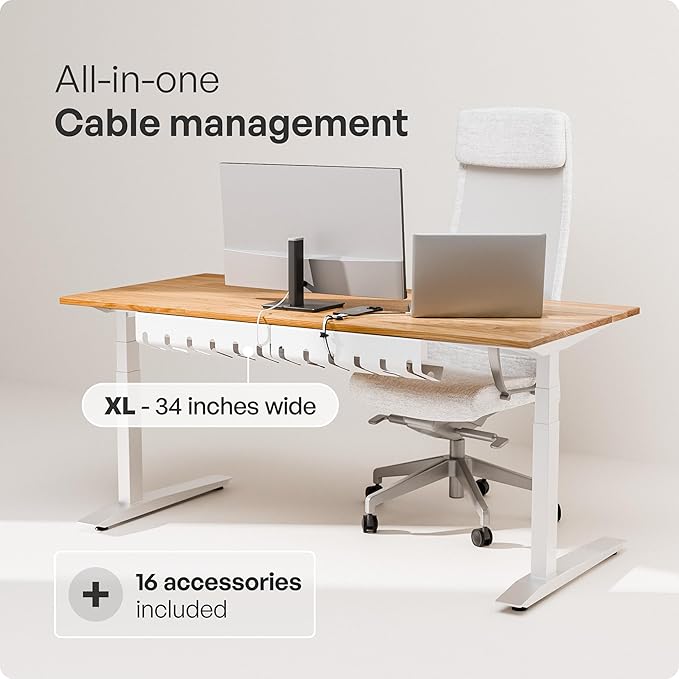 PAMO Cable Management Under Desk for Easy mounting Under-Table I Set of 2 - with 10X Cable Ties I Desk Organizer for Office/Home Office Table Thoughtful Cable Tray Holder | Includes 10 x cable holders, cable clips & screws, easy installation - made of ...