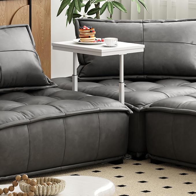 TUTOTAK End Table, Side Table, Tall Couch Table, Sofa Table | for Living Room, Bedroom, White TB01BW083P