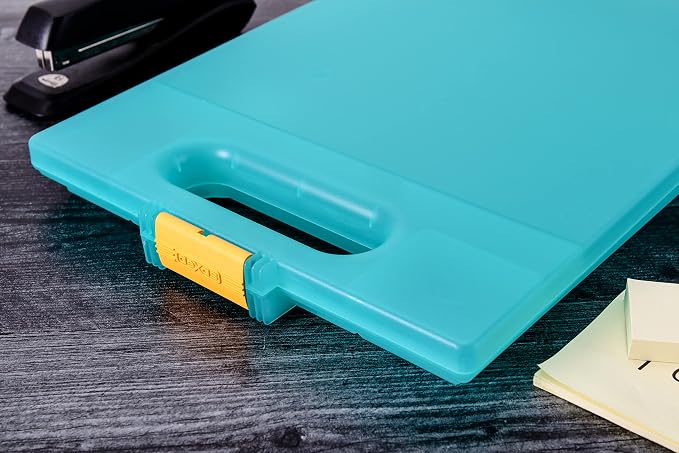 Dexas Clipcase Storage Clipboard with Handle, Aquamarine (Pack of 12)
