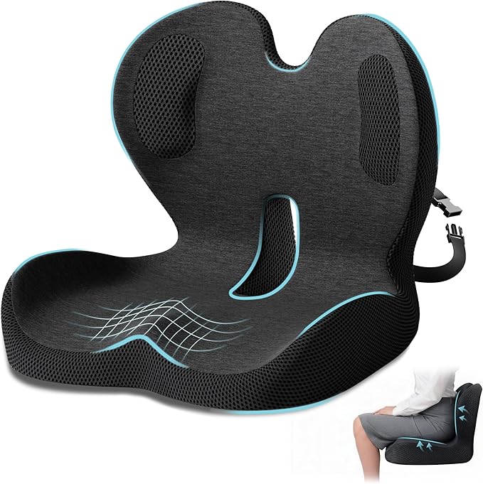 Seat Cushion,Office Chair Cushion with Lumbar Support Pillow,Ergonomic Design for Long Sitting,Sciatica,Back Pressure Relief,Back Support Cushions for Car,Truck,Office Chair