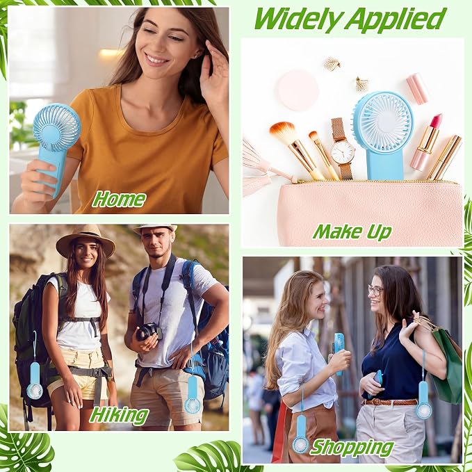 Sumind 6 Pcs Small Personal Portable Fan Mini Handheld Bulk 1 Speed Electric Cute Battery Powered for Neck Lash Makeup Women Men Travel Camping Indoor Outdoor Summer (Light Blue)