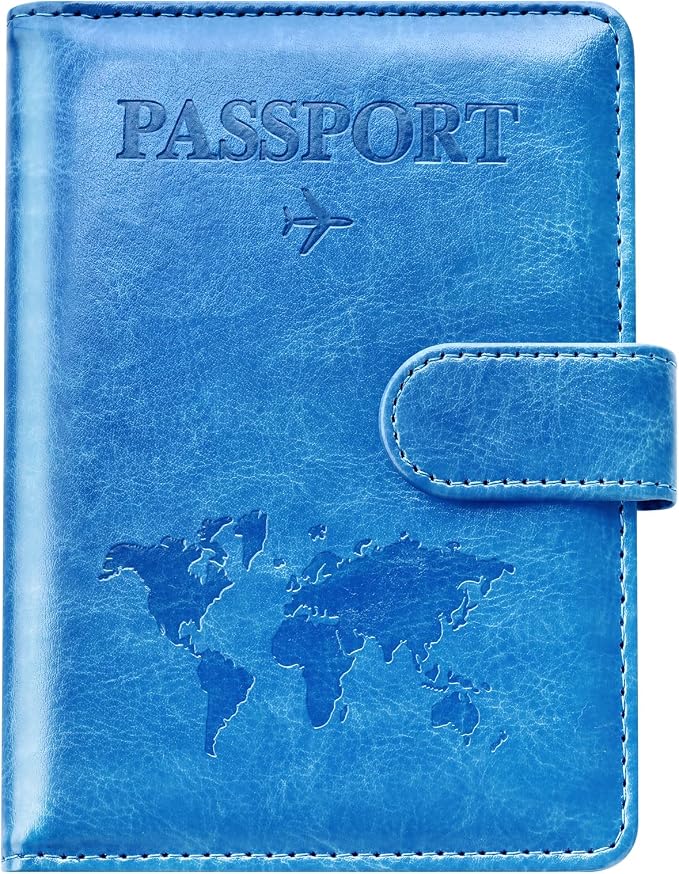 Eoehro Passport Holder for Travel Essentials, Passport Wallet Cover Case for Travel Must Haves Accessories,Passport Book Holders for Women and Men(blue)