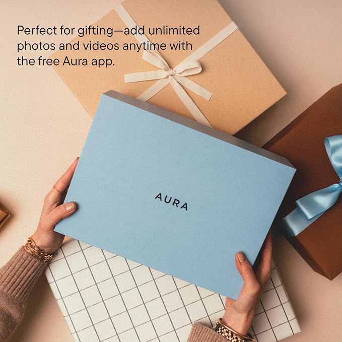 Aura 15" HD WiFi Digital Picture Frame – Free Unlimited Cloud Storage – Send Photos from Phone – No Subscription – Auto On/Off – Gift for Parents & Grandparents (Black Mat, 15")