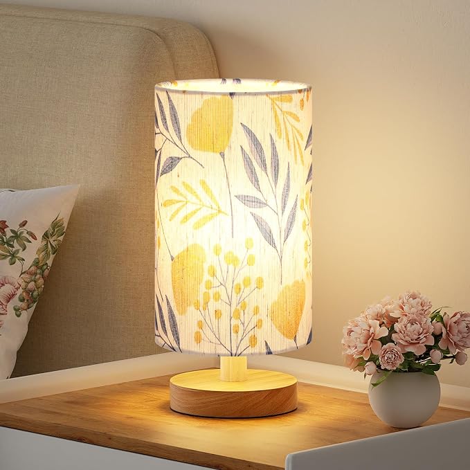 Small Table Lamps (Ginkgo Cream Shade, 9" Inline Control) | 3000K LED Blub Included | 680 Lumens | Easy Assembly | Minimalist Design | E26 | for Kitchen | for Kids Room