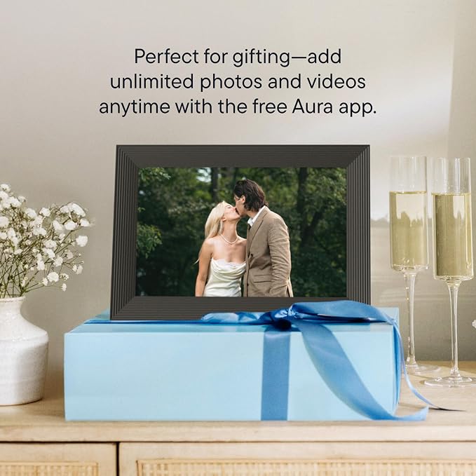 Aura 10" HD WiFi Digital Picture Frame – Free Unlimited Cloud Storage – Send Photos from Phone – No Subscription – Auto On/Off – Gift for Parents & Grandparents (Black, 10")