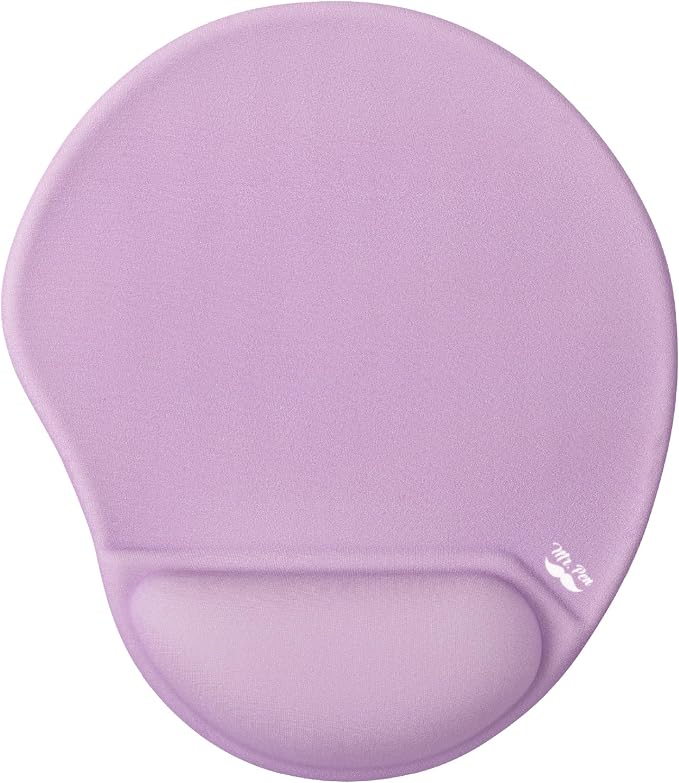 Mr. Pen- Ergonomic Mouse Pad with Wrist Rest | Purple Breathable Fabric with Memory Foam Cushion, Non-Slip Rubber Base, Gel Mouse Pad with Wrist Support