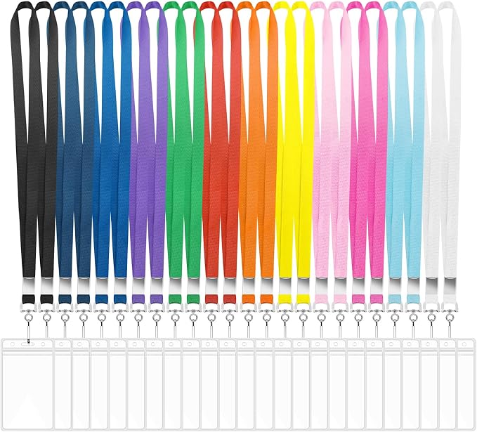 24 Pack Lanyards for ID Badges Cruise Lanyard for Ship Cards with Waterproof ID Badge Holder Cruise Essentials 2025 (12 Colors)