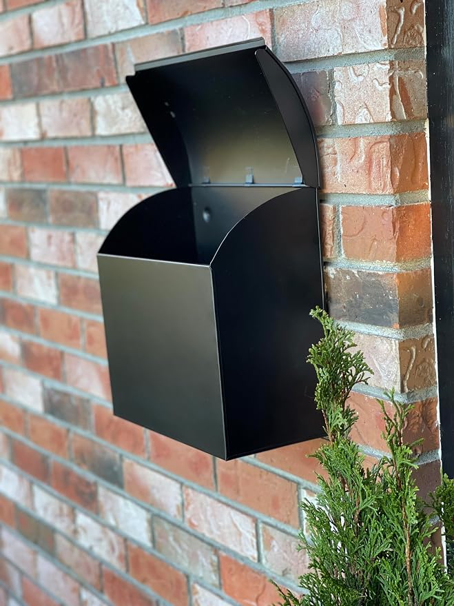 NACH Large Mailbox for House, 12.4”x7.1”x11.8 Black Mailboxes for Outside, Waterproof Mailbox - Baxter-Style Wall Mount Mailboxes for Outside