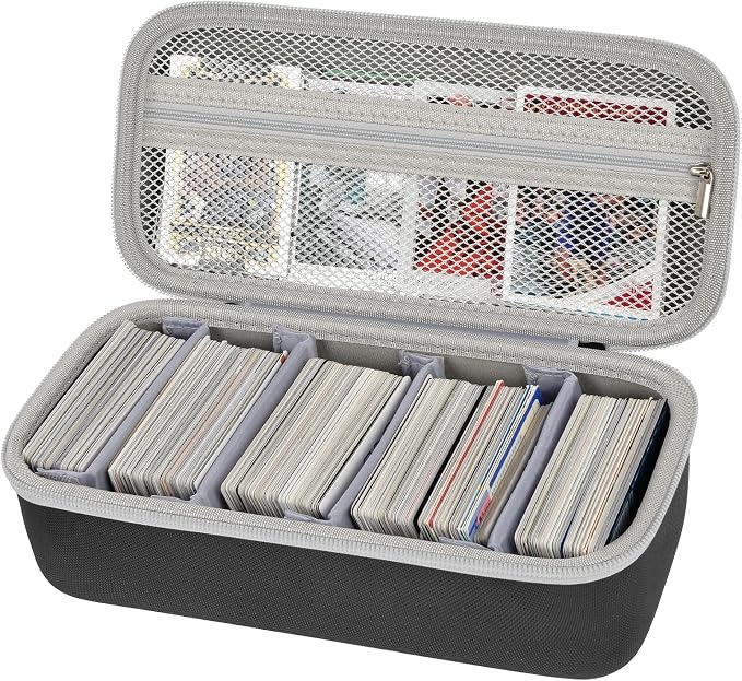 ALKOO Premium 900+ Trading Card Carrying Case - Hard Shell TCG Travel Storage Bag with Dividers & Shoulder Strap - Holds 900+ Sleeved Cards or Deck Boxes - Compatible with MTG & Sports Cards