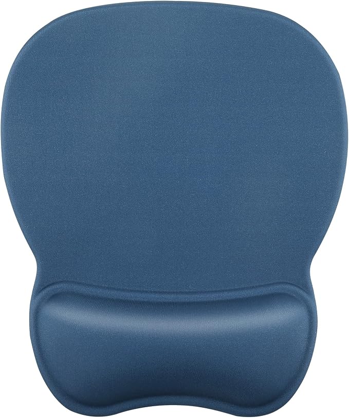 MROCO Ergonomic Mouse Pad with Gel Wrist Rest, 9.4 x 8.1 in, Navy Blue | Ergonomic Shape Design, Multiple Pattern Options, Gel Wrist Comfort, Smooth Lycra Surface, Non-Slip PU Base