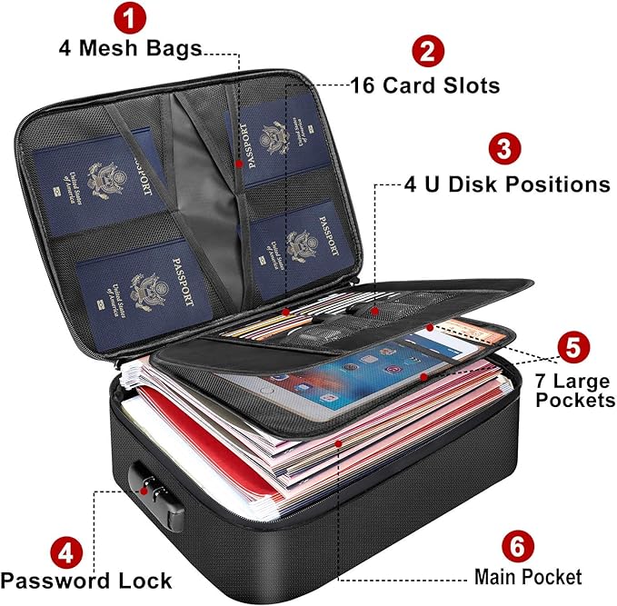 DocSafe File Organizer Bag Fireproof Document Box Set with Lock
