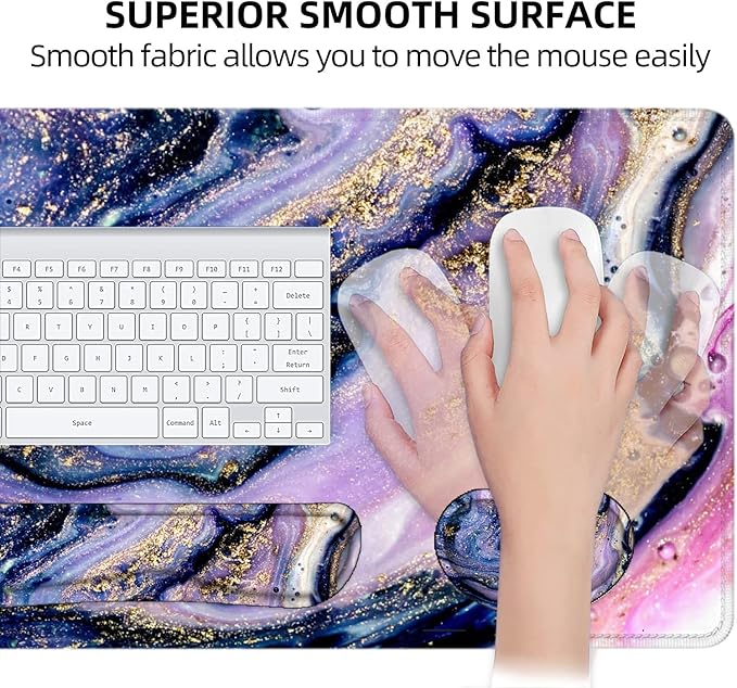 LATEEFAH Desk Mat, Mouse Pad with Wrist Rest, 4-in-1 Large Mouse Pads for Desk, Ergonomic Mouse Pad and Keyboard Wrist Rest Gaming Keyboard Mat for Office, Home